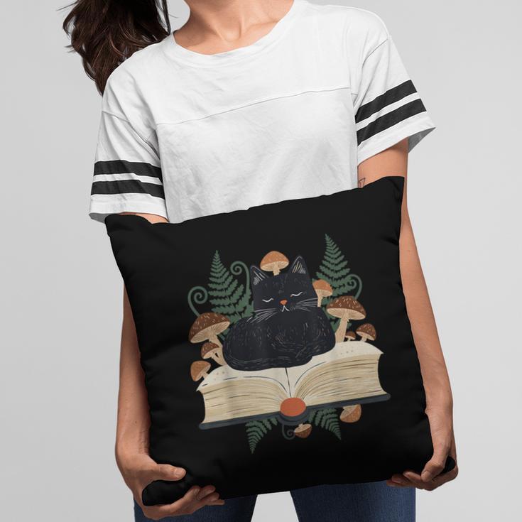 Cat On Open Book Mushrooms Ferns Dark Academia Pillowcase Cat On Open Book Mushrooms Ferns Dark Academia Pillowcase
