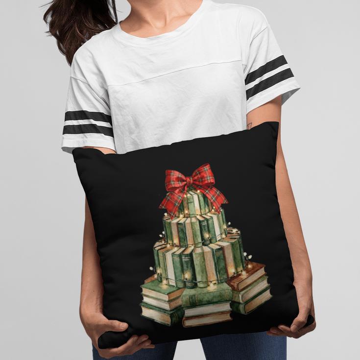 Christmas Book Tree Coquette Bow Xmas Reading Librarian Girl Pillowcase