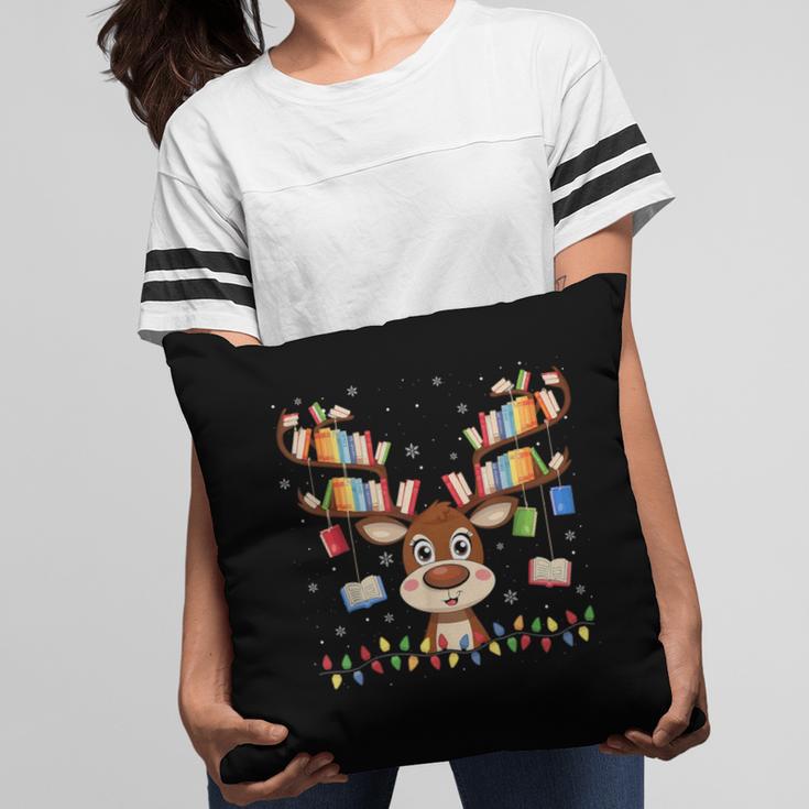 Christmas Librarian Reindeer Matching Family Book Lover Xmas Pillowcase