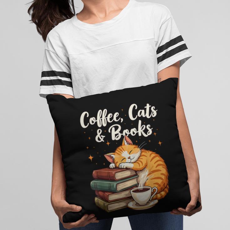 Coffee Cats & Books Lover For Women & Girls Coffee Pillowcase