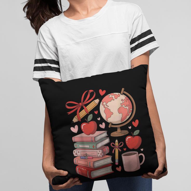 Coquette Teacher School Supplies Bows Books Globe Apple Cute Pillowcase