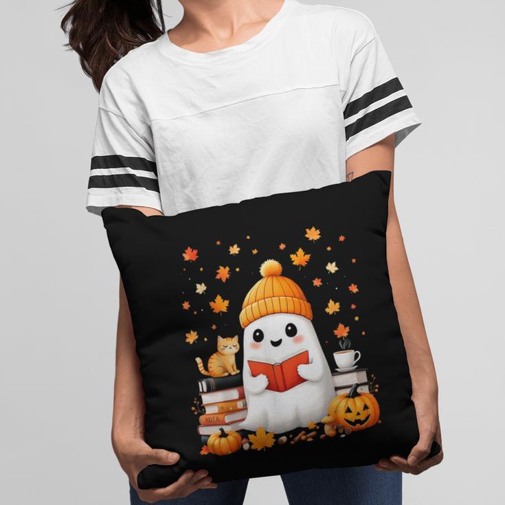 Cute Beanie Ghost Bookworm Cozy Book Reading Halloween Pillowcase