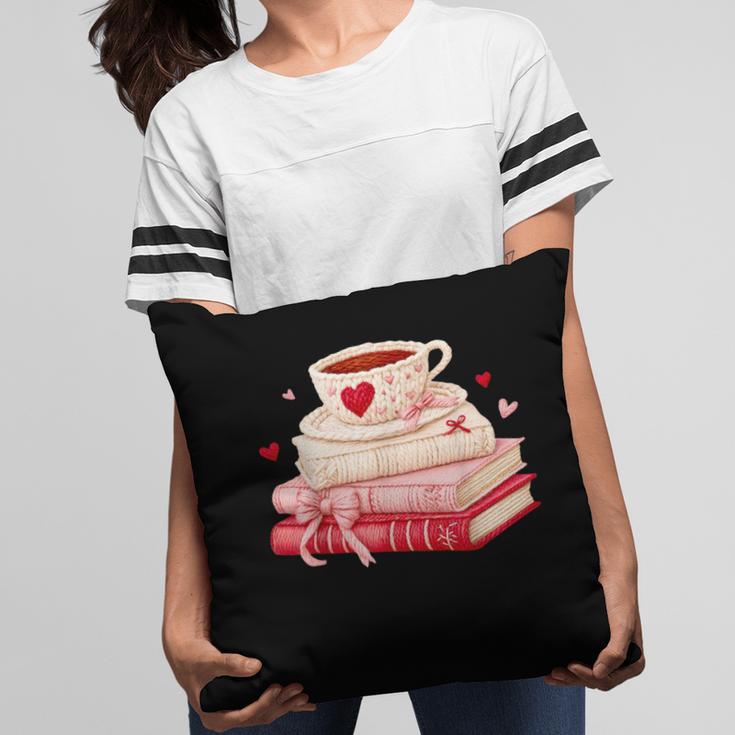 Cute Books And Coffee Crochet Valentines Day Tee For Couples Pillowcase Cute Books And Coffee Crochet Valentines Day Tee For Couples Pillowcase
