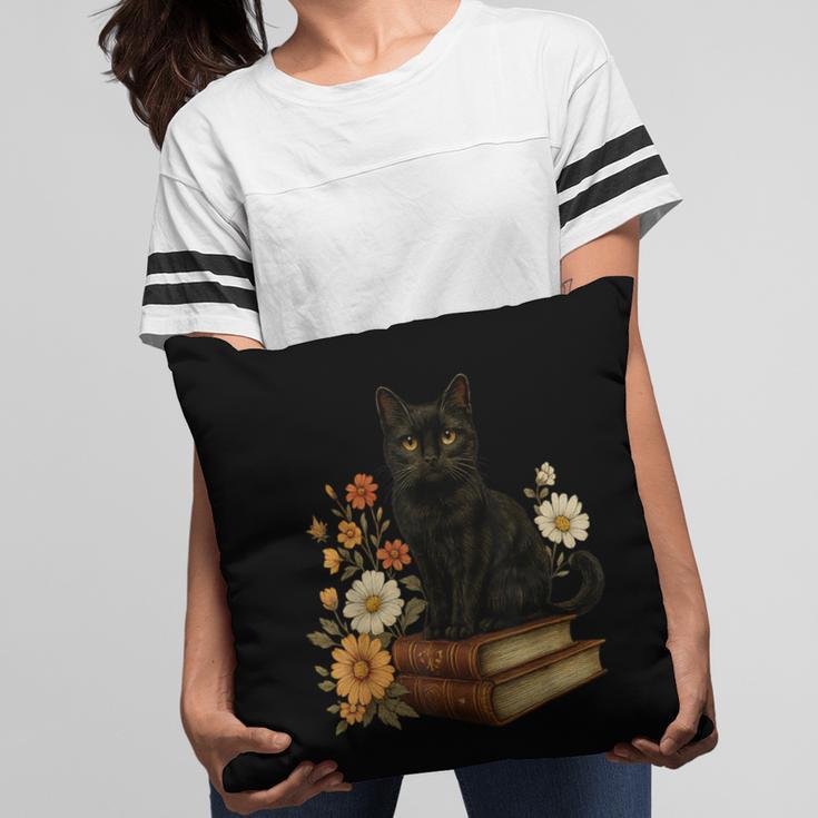 Cute Cat Book Flowers Pillowcase