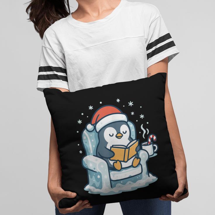 Cute Christmas Penguin Reading Book Cozy Winter Holiday Art Pillowcase