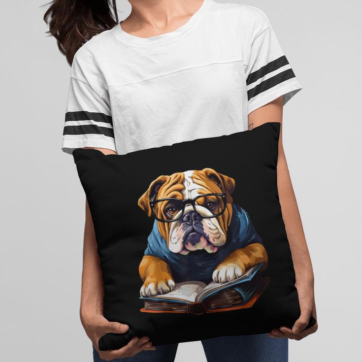 Cute Dog English Bulldog Reading Book Pillowcase