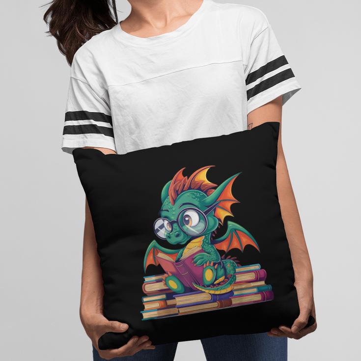 Cute Dragon Reading a Book Bookworm For Men Women Kid Pillowcase