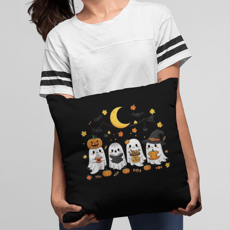 Cute Ghost Drinking Coffee Halloween Fall Ghost Book Reading Pillowcase