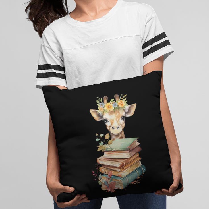 Cute Giraffe With Book Floral Bookworm Librarian Book Lover Pillowcase