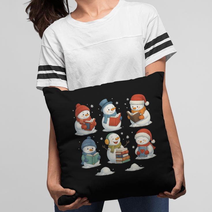 Cute Snowman Reading Books Christmas Winter Book Lover Pillowcase