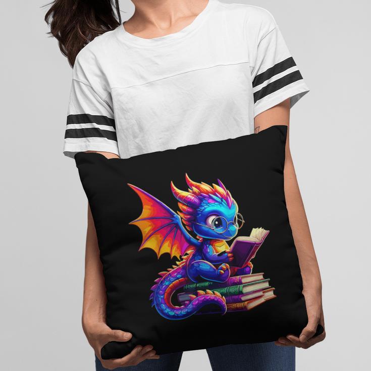 Dragon Reading a Book Bookworm Book Lover Pillowcase