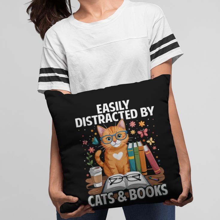 Easily Distracted By Cats And Books Book Lover Cat Pillowcase Easily Distracted By Cats And Books Book Lover Cat Pillowcase