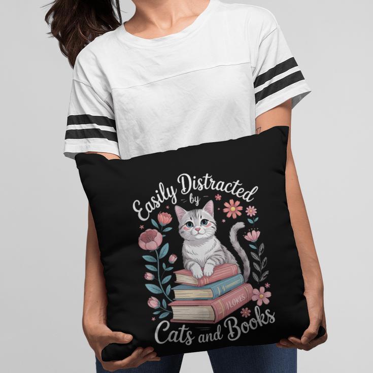 Easily Distracted By Cats And Books Reading Pillowcase Easily Distracted By Cats And Books Reading Pillowcase