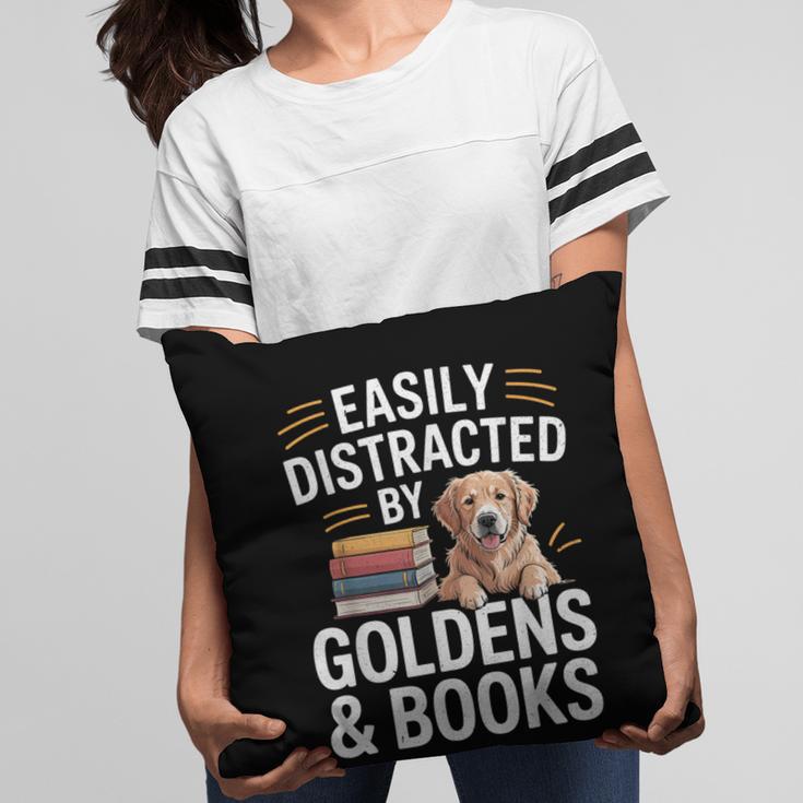 Easily Distracted By Goldens & Books Golden Retriever Dog Pillowcase