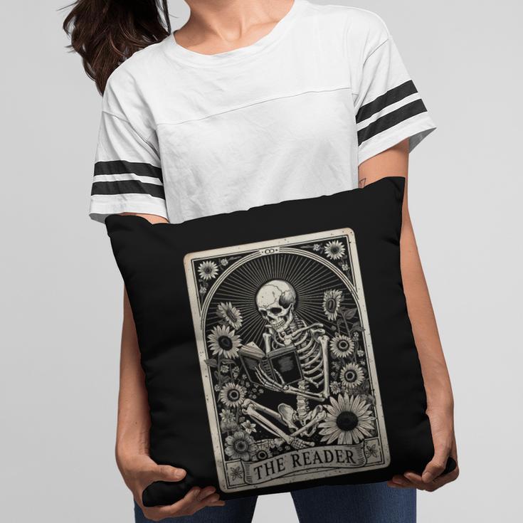 Floral The Reader Tarot Card Skeleton Reading Book Pillowcase