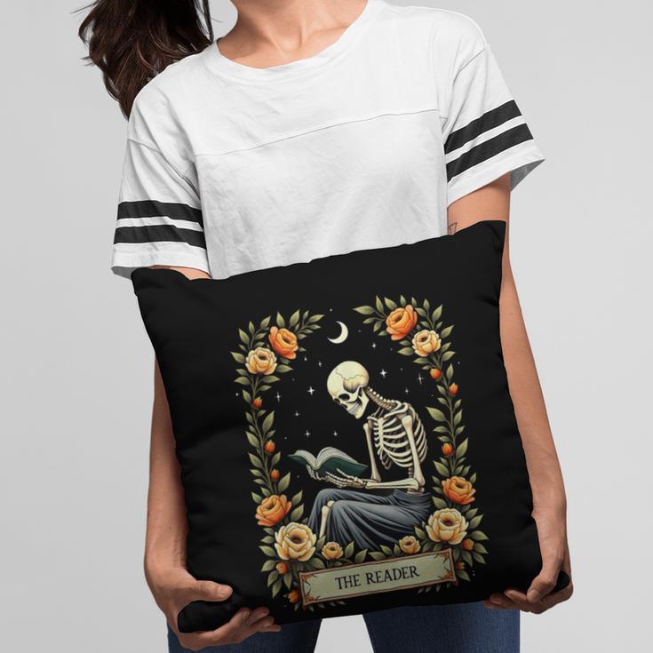 Floral Tarot Card The Reader Skeleton Reading Book Pillowcase