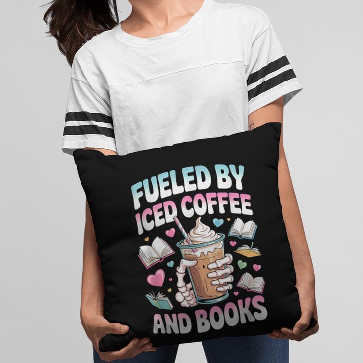 Fueled By Iced Coffee And Books Book Lover Retro Pillowcase