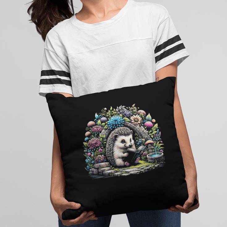 Hedgehog Reading Book Lake Scenery Reading Pillowcase