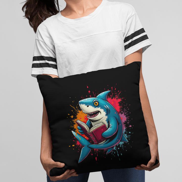 Kawaii Shark Reads Book Reading Library Book Bookworm Pillowcase