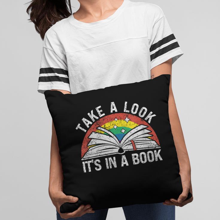 Take a Look It's In a Book Reading Vintage Retro Rainbow Pillowcase
