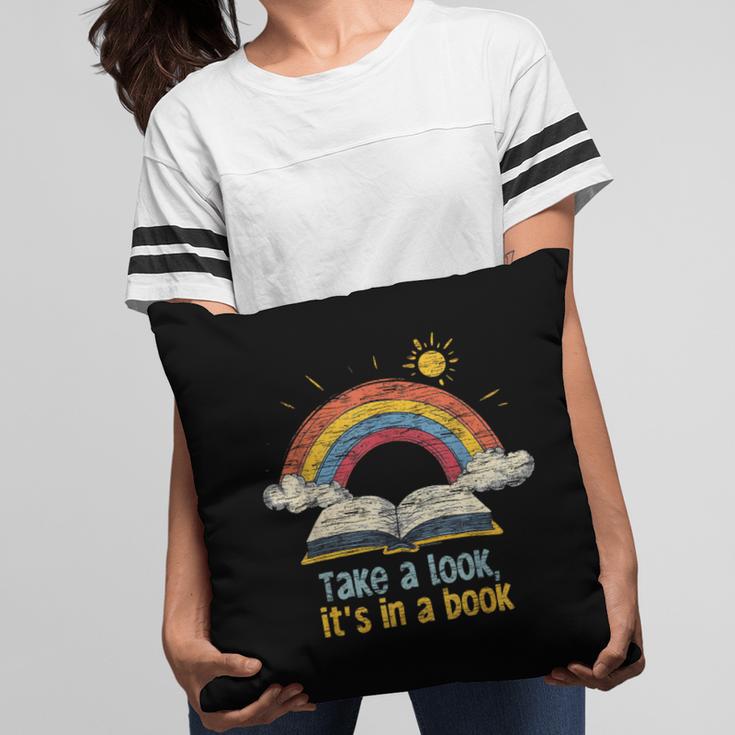 Take a Look It's In a Book Vintage Reading Teacher Rainbow Pillowcase