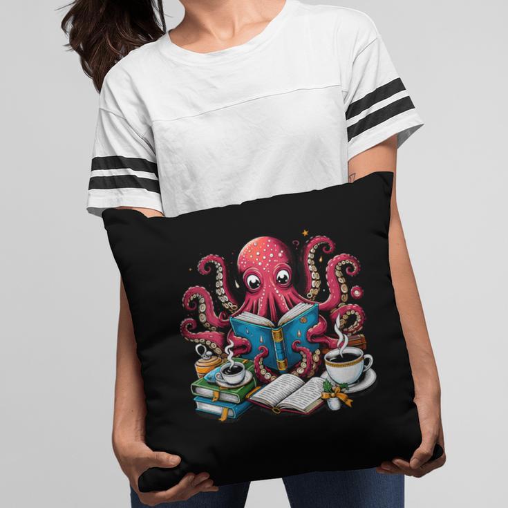 Octopus Reading Book Coffee Lover Bookaholic Bookworm Reader Pillowcase