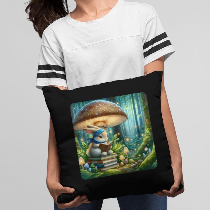 Rabbit Reading Book Under Large Mushroom Easter Bandana Pillowcase Rabbit Reading Book Under Large Mushroom Easter Bandana Pillowcase
