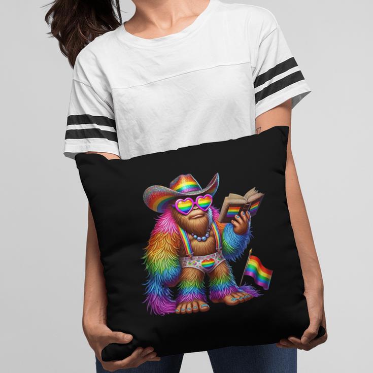 Rainbow Pride Bigfoot Reading Book With Heart Glasses Pillowcase Rainbow Pride Bigfoot Reading Book With Heart Glasses Pillowcase