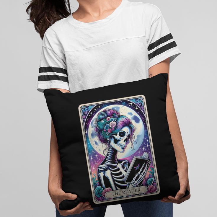 The Reader Tarot Card Reading Skeleton Skull Book Lover Pillowcase