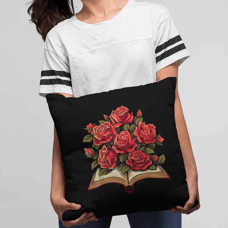 Red Roses Flowers Book Floral Pillowcase