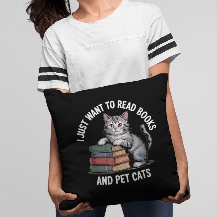 Retro I Just Want To Read Books And Pet Cats Pillowcase