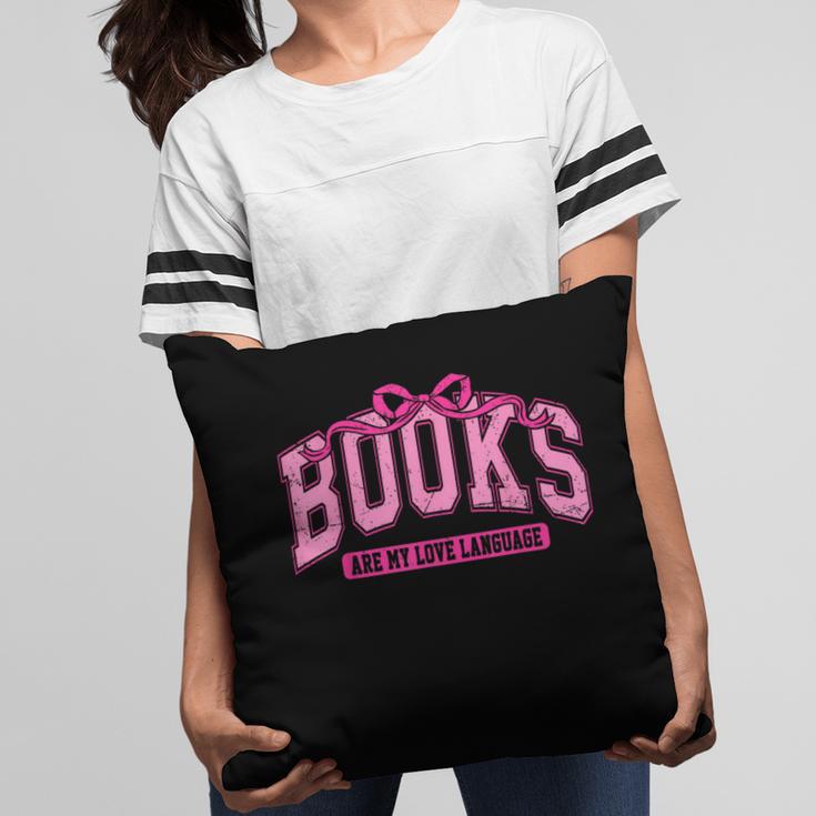 Retro Pink Coquette Bow Valentine Book Lover Varsity Pillowcase