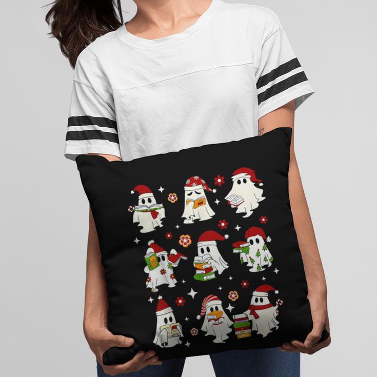 Santa Ghost Reading Books Christmas Library Teacher Pillowcase