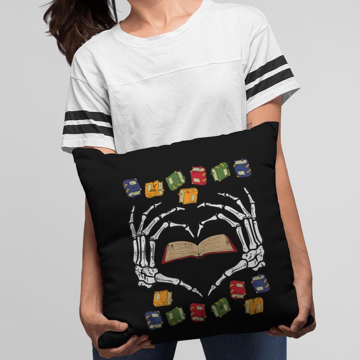 Skeleton Heart Read Reading Book Librarian Halloween Women Pillowcase