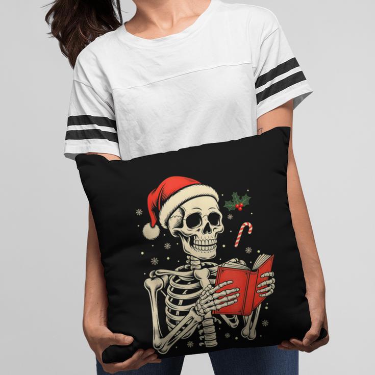 Skeleton Reading Book Christmas Teacher Librarian Book Lover Pillowcase