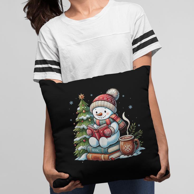Snowman Reading Book Lovers Christmas Librarian Bookworm Pillowcase