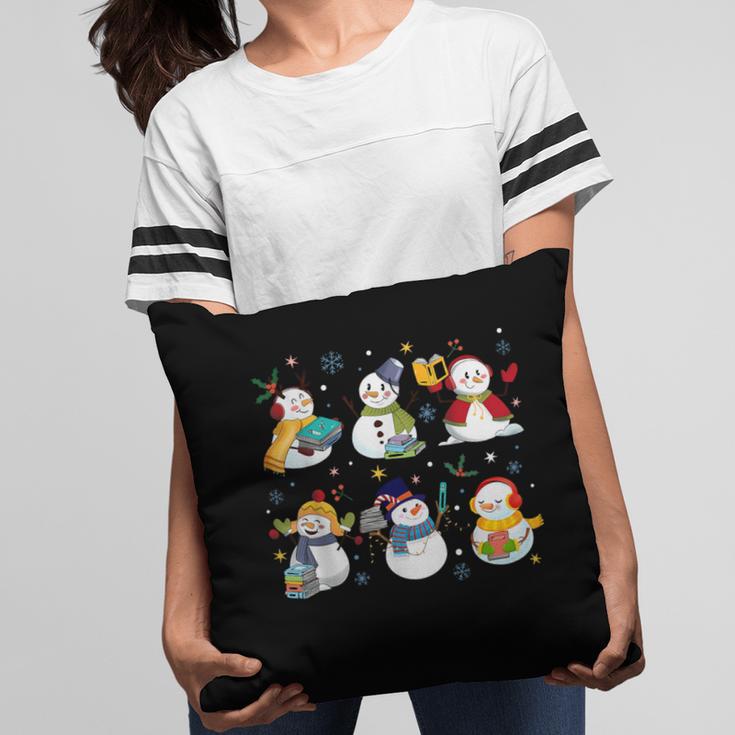 Snowman Reading Books Teacher Christmas Librarian Bookworm Pillowcase
