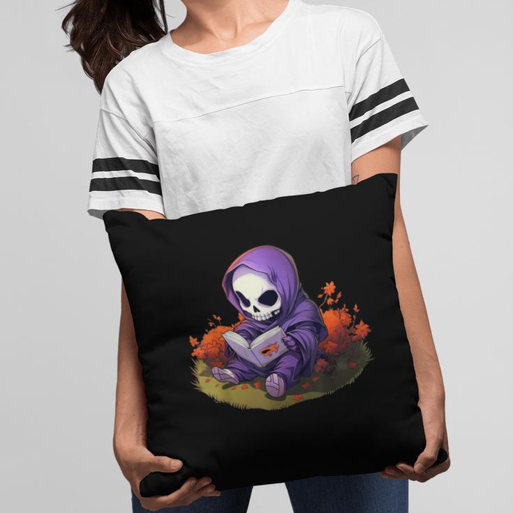 Spooky Grim Reaper Reading A Book Cute Creepy Halloween Pillowcase