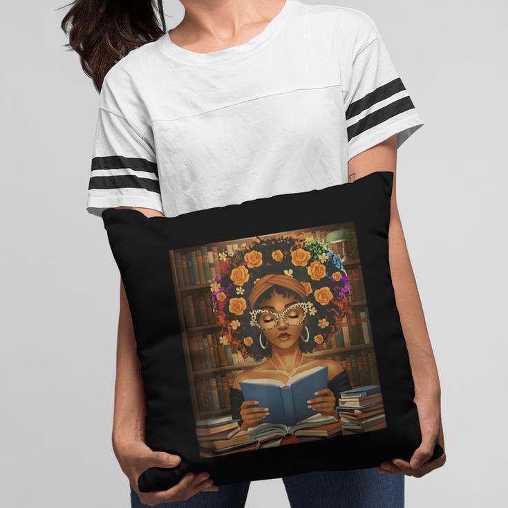 History Month Black Afro Girl Women Book Lovers Flower Pillowcase