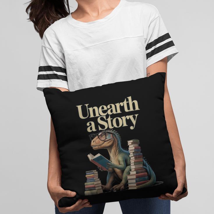 Unearth A Story Dinosaur Reading a Library Book Pillowcase