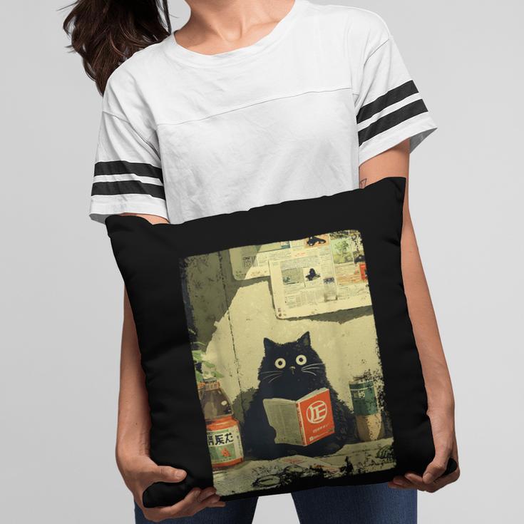 Vintage Japanese Cat Book Lovers Librarian Cat Dad Teacher Pillowcase