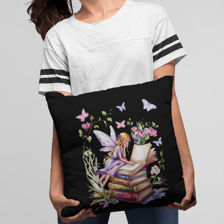 Watercolor Butterfly Fairy Read Book Library Fantasy Novel Pillowcase