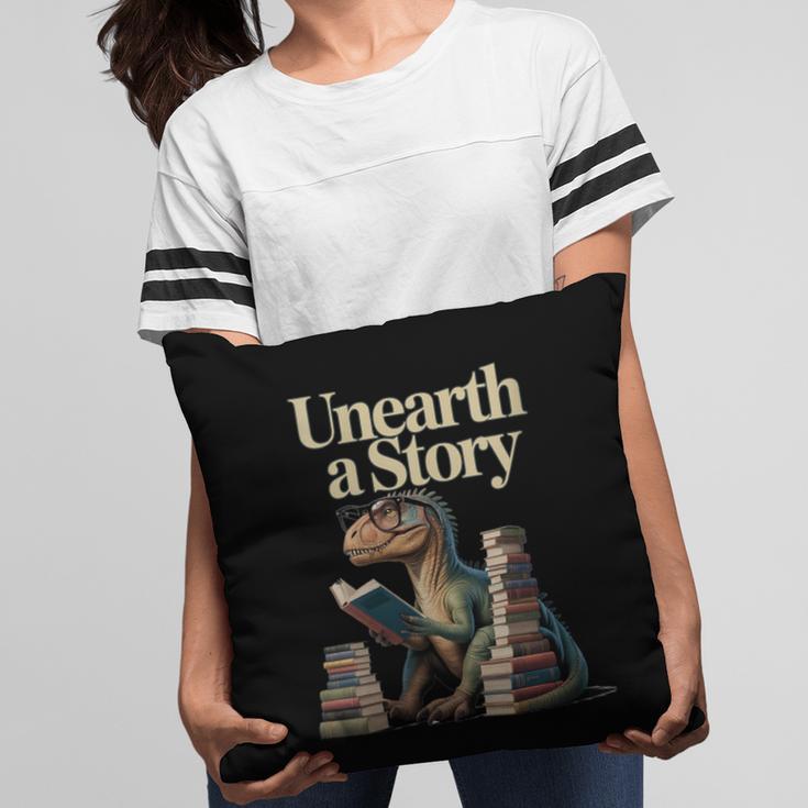 Women's Unearth A Story Dinosaur Reading a Library Book Pillowcase