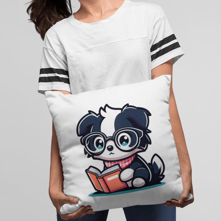 Adorable Book Lover Border Collie With Reading Glasses Cute Raglan Baseball Tee Pillowcase