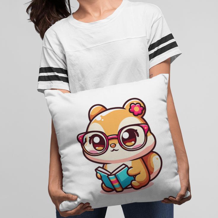 Adorable Book Lover Chipmunk With Reading Glasses Cute Premium Pillowcase