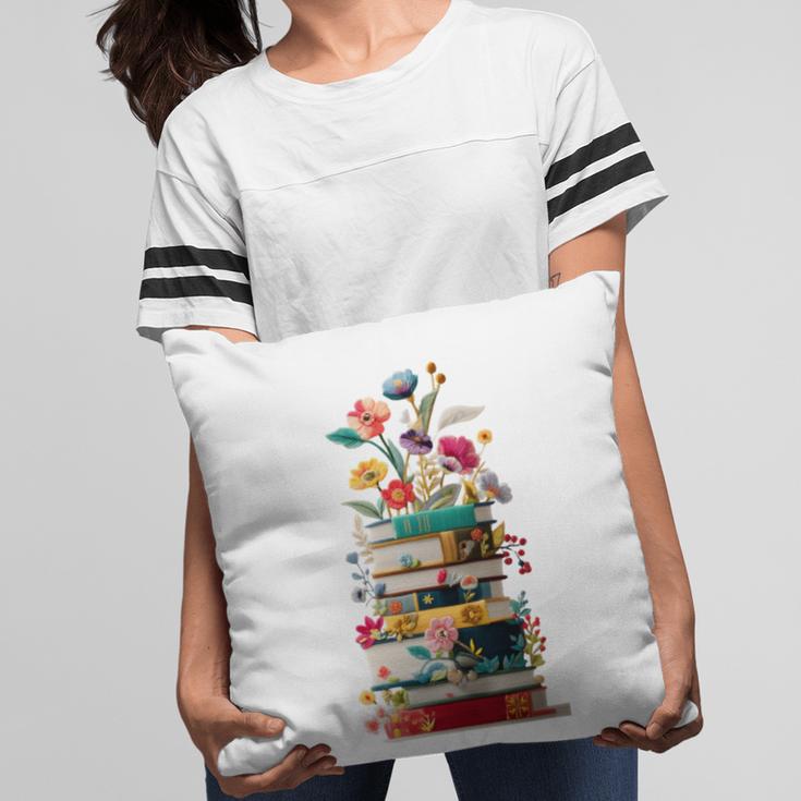 Book Stack With Flowers Reading Lover Bookish Pillowcase