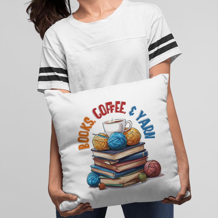“Books Coffee & Yarn Enthusiast Cozy Reader Pillowcase