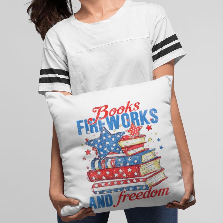 Books Fireworks And Freedom 4th Of July Book Lover Pillowcase