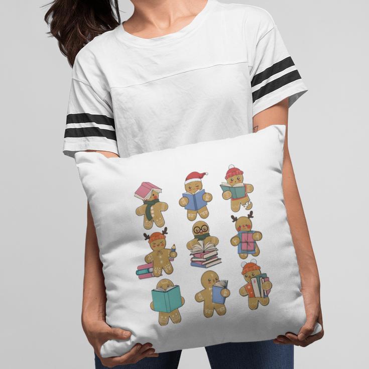 Christmas Library Gingerbread Man Books Lover Bookworm Pillowcase