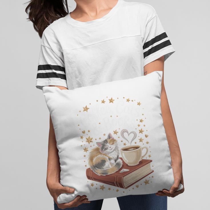 Coffee Cats & Books Cute Cat Book Lover Reading Pillowcase Coffee Cats & Books Cute Cat Book Lover Reading Pillowcase